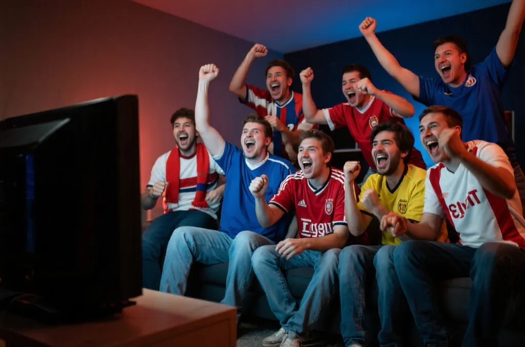 球迷聚精会神观看世界杯比赛